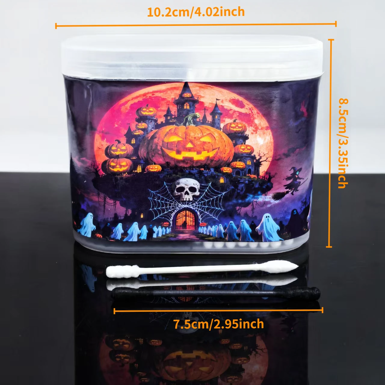 300 قطعة من مسحات القطن المزدوجة ذات الطابع الهالوين، مسحات قطنية مزدوجة الأطراف باللونين الأبيض والأسود للبالغين