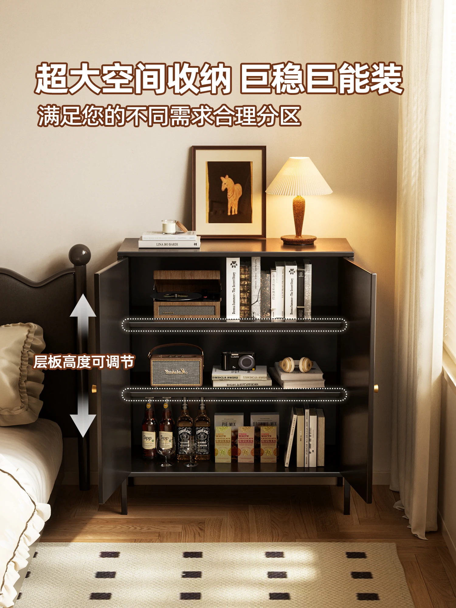 خزانة من الفولاذ في العصور الوسطى، غرفة نوم، خزانة بجانب السرير، فاخرة خفيفة، غرفة معيشة راقية، خزانة، خزانة حديدية، خزانة تخزين قديمة #2