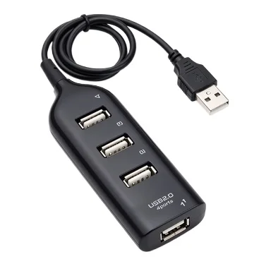 Mini USB 2.0 Hub 4 Port With Power Adapter Powered USB Splitter 480Mbps High Speed Data Transfer USB Hub for PC Laptop Deskto