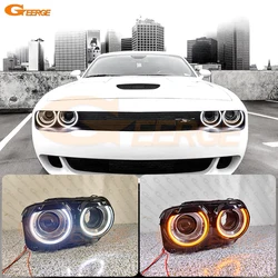 For Dodge Challenger 2015 2016 2017 - 2022 2023 Ultra Bright A/W Switchback Day Light Turn Signal LED Angel Eyes Kit Halo Rings