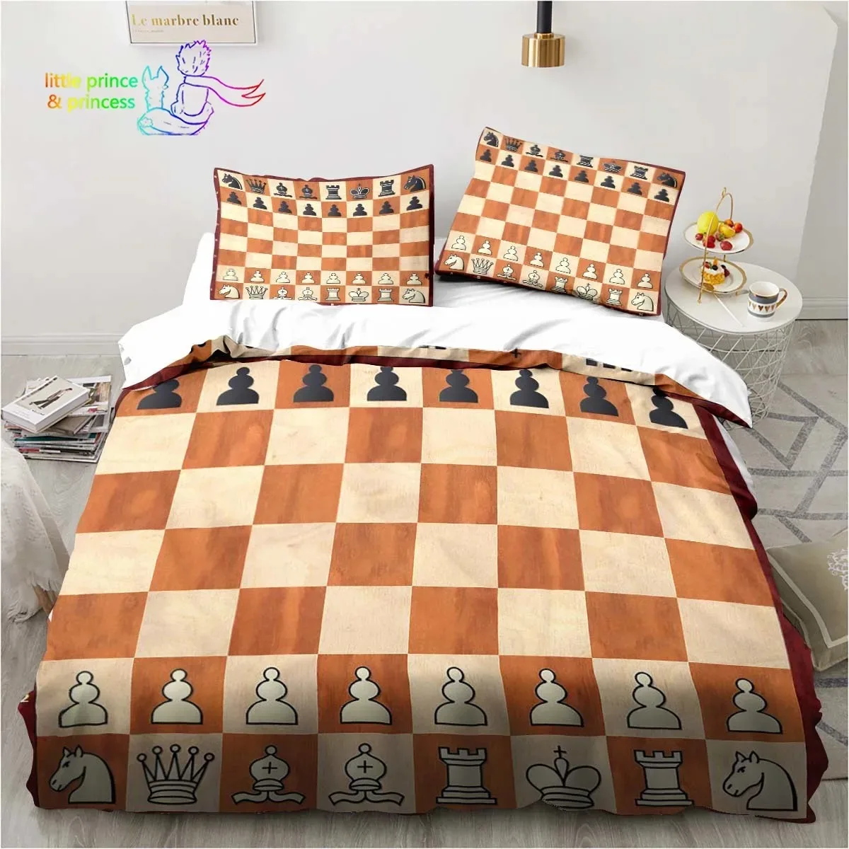 

Funny Chess Board Bedding Set Single Twin Full Queen King Size Bed Set Adult Kid Bedroom 3D Printed Bedding Gift