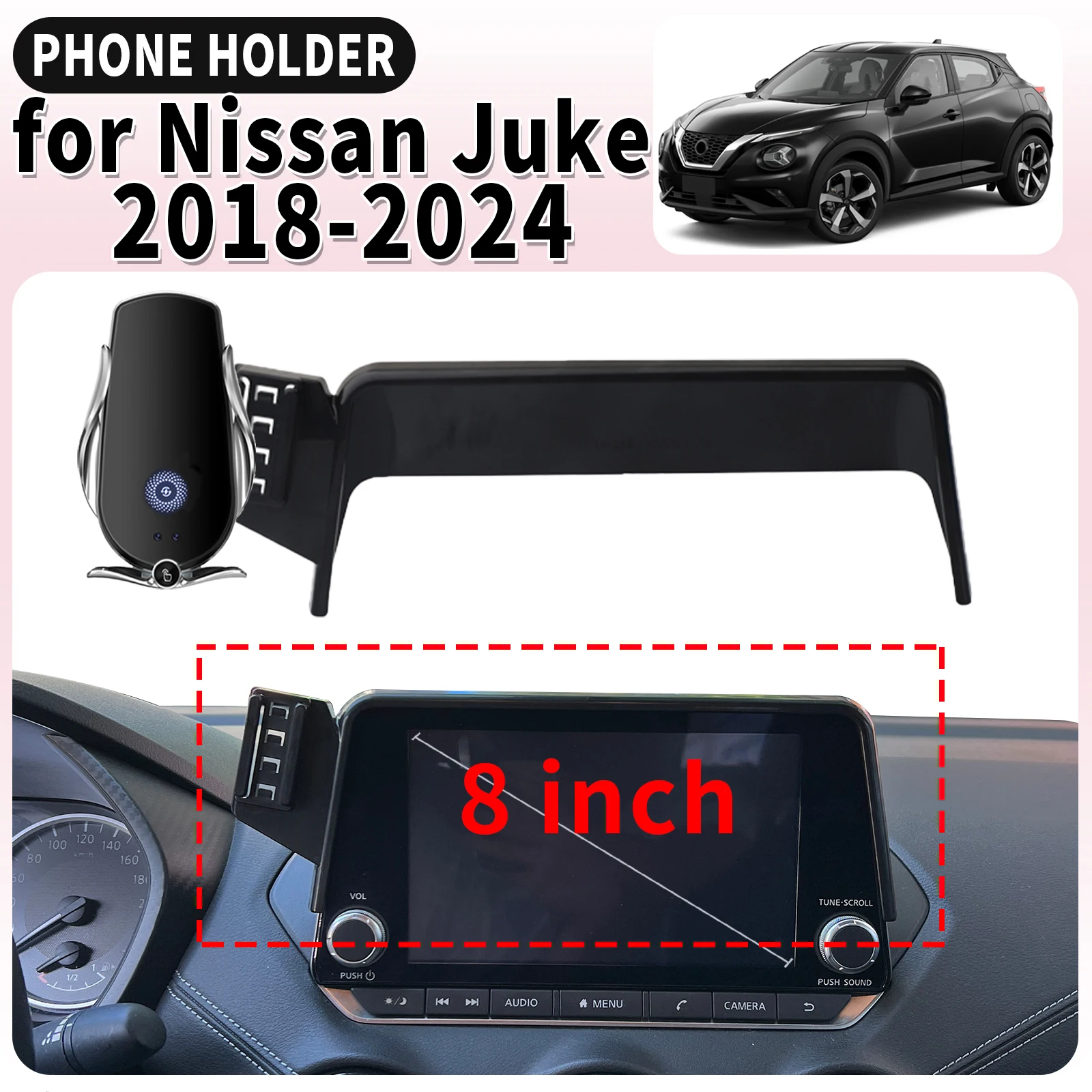 

fit for Nissan Juke F16 2018-2024 8inch Screen Base Mount Phone Holder Dedicated Clip-On Navigation Bracket Car​​ accessoires