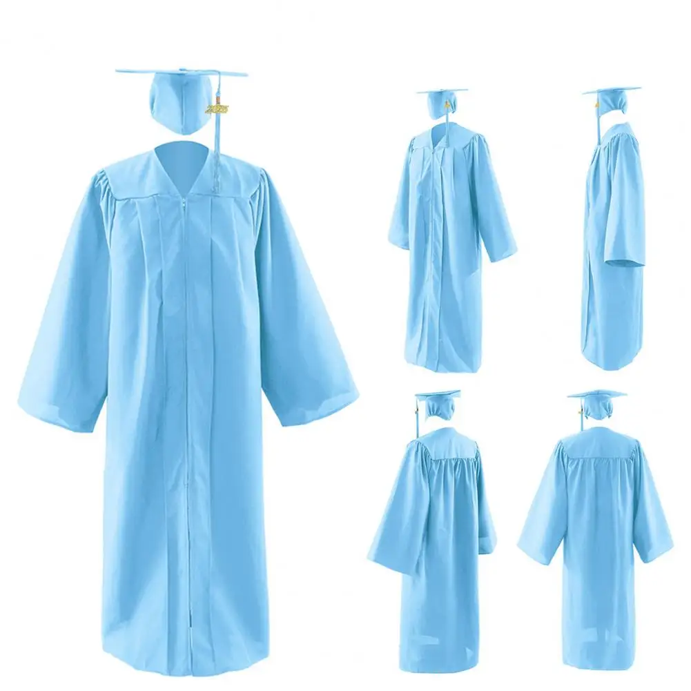 

2025 Bachelor Graduation Suit Adult University Uniform Graduation Ceremony V-neck Bat-sleeved Robe University Bachelor Dress Set