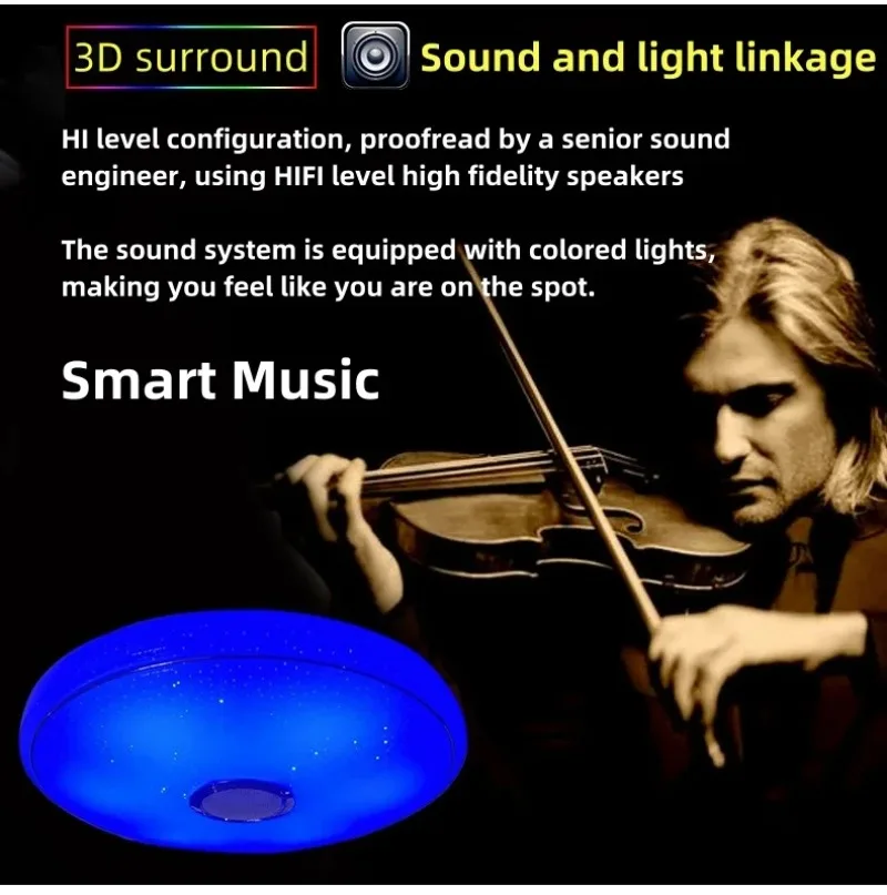 LED APP Bluetooth Music Ceiling Light Circular RGB Dimming Remote Control Intelligent Bedroom Living Room Home Lighting