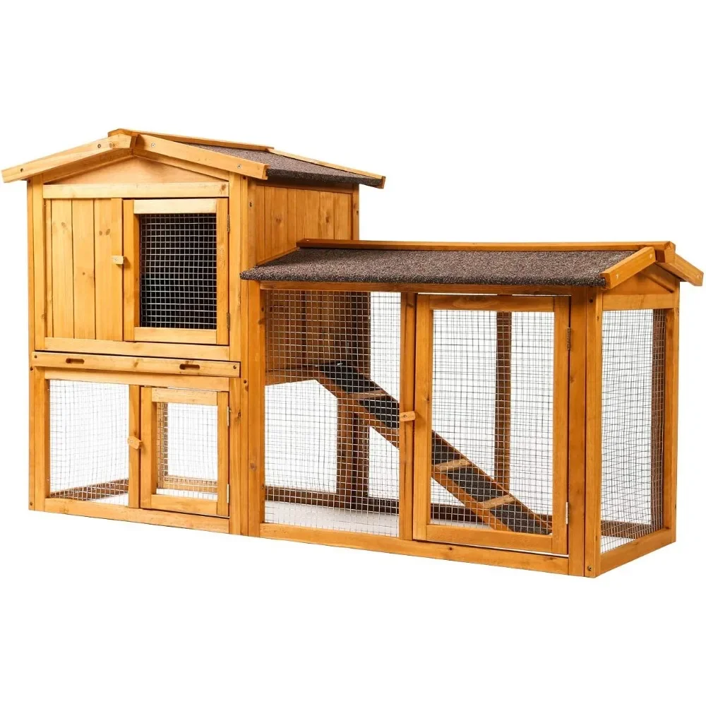 

Chicken Coop Large Wooden Outdoor Bunny Rabbit Hutch Hen Cage with Ventilation Door, Removable Tray Backyard Chicken Nesting Box