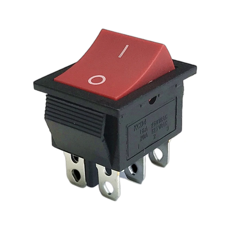 10PCS Red Light 4 Pin ON/OFF Boat Button Switch 250V 15A AC AMP 125V 20A P0.5 25*31mm Rocker Switches KCD4