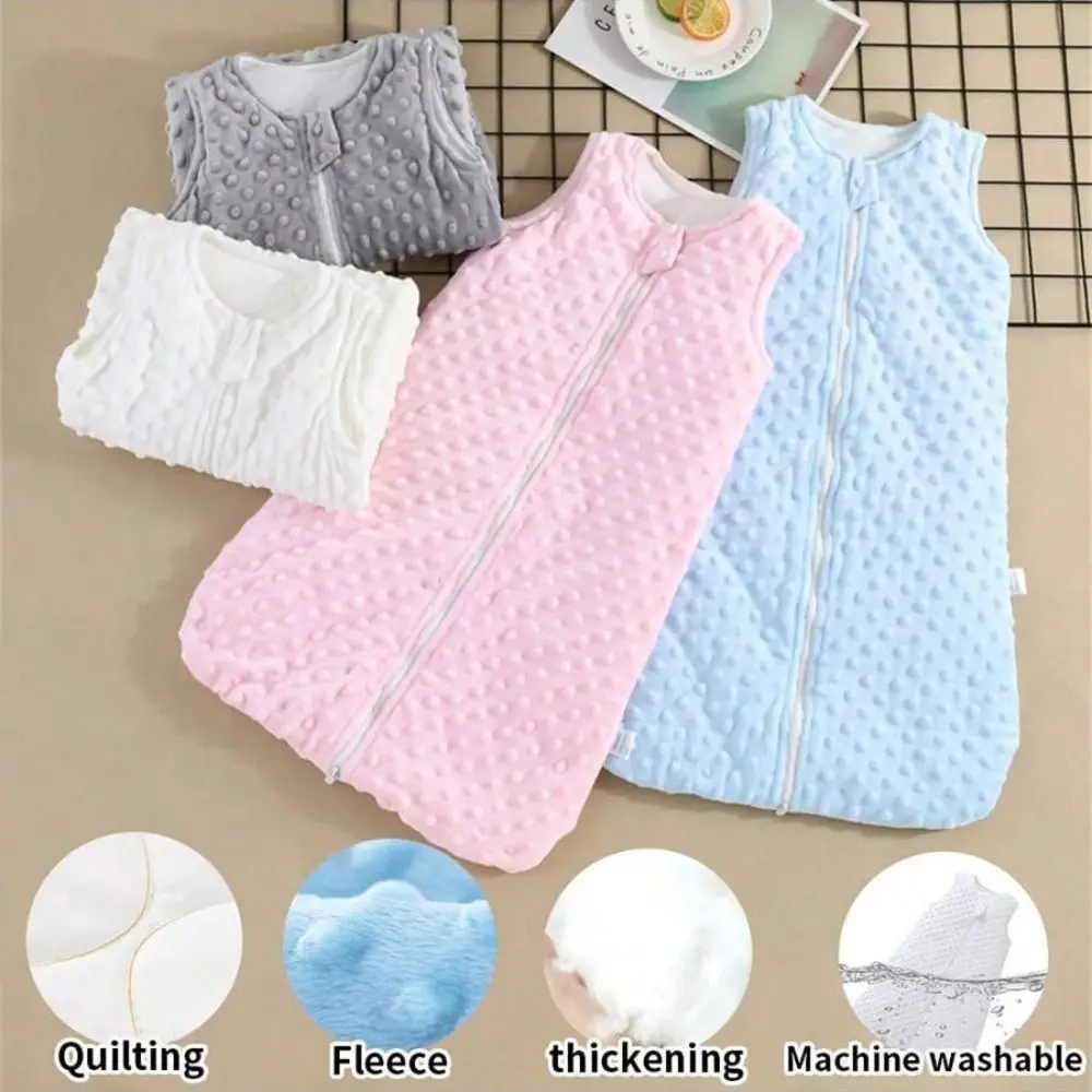 Comfortable Bean Velvet Sleeping Bag Two Way Zipper Sleeveless Sleeping Sack Anti Kick Blanket Unisex