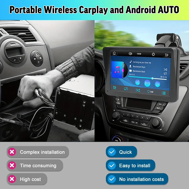 7 Inch Universal Wireless Carplay Android Auto Car Radio For VW Nissan Toyota Honda KIA HYUNDAI Multimedia Autoradio