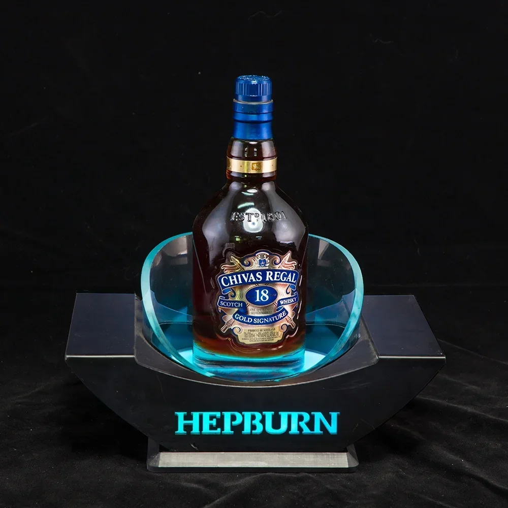 Factory custom Acrylic Barware LED bottle square presenter One Bottle Display Glorifier Wine seat for bar party nightclub