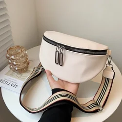 Elegant Solid Colour Soft PU Leather Fanny Packs For Women Stylish Waist Bag Female Waist Pack Ladies Charm Crossbody Chest Bag