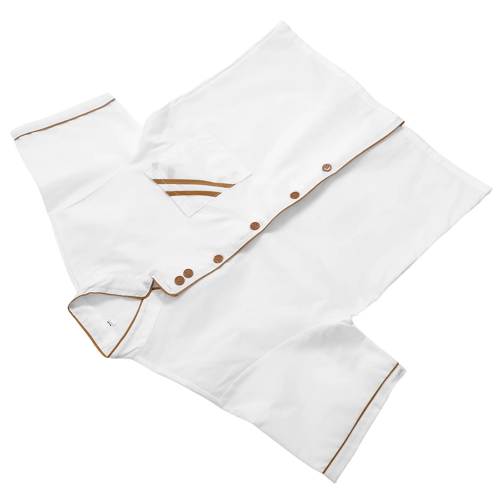 موحدة قصيرة عارضة ملابس الشيف فضفاضة كم النفط واقية قابل للغسل معطف الشيف لمطعم فندق المطبخ الموظفين L الأبيض