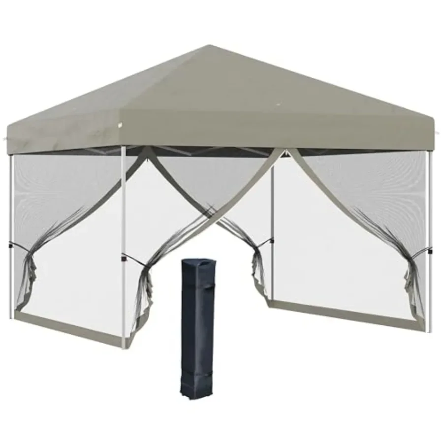 10' x 10' Pop Up  Tent Tents for Parties with Wheeled Carry Bag Sn House Room Height Adjustable Portable Gazebo for Outdoor Gar