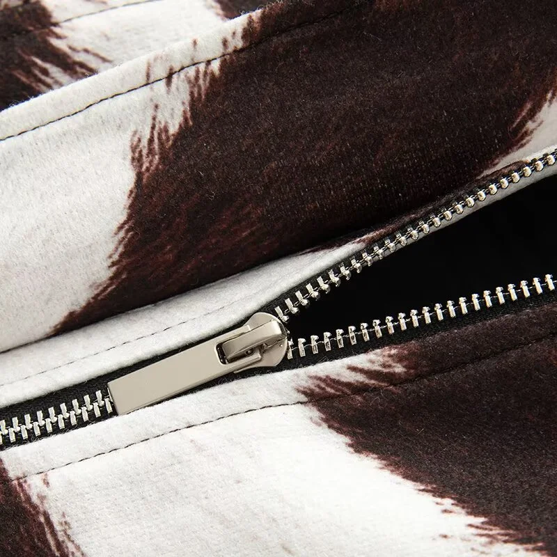 Veste courte en cuir PU mixte imprimé vache, tendance et Sexy pour femmes, Style de rue américain, tendance, automne 2025