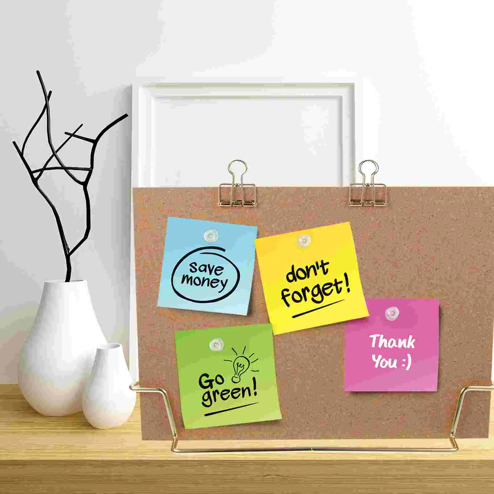 Cork Board Bulletin Board Message Boards Wooden Pin Memo Board Notice Board for Home Office (Rose Gold Base)