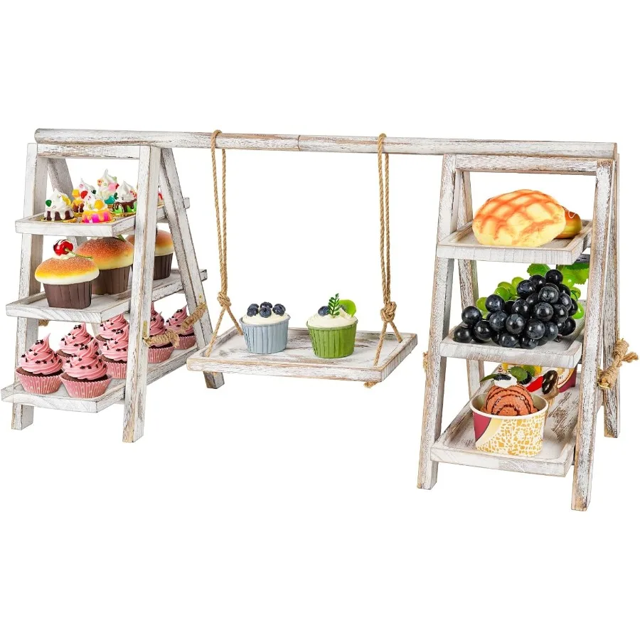 

Wooden Cupcake Stand 3 Tier Cupcake Display Stand for Dessert Display Dessert Stands with Serving Tray and Foldable Stand for P