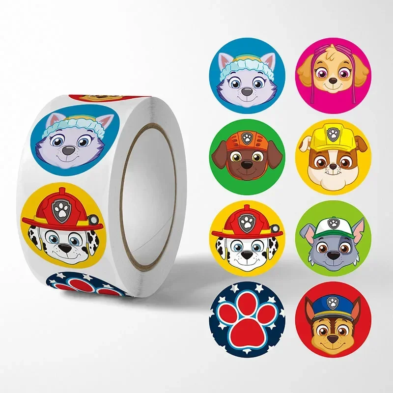 500pcs Paw Patrol Sticker Cartoon Anime Chase Sky Rubble Stickers Funny Circular Stickers Student Eward Paster Birthday Gifts view 2