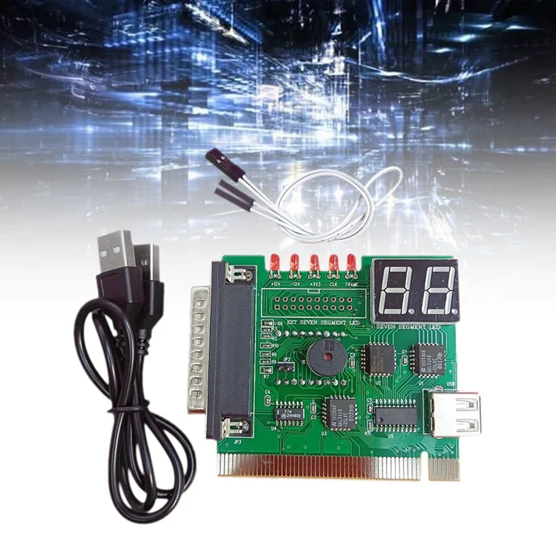 2 Digit Bit PC Computer Motherboard Diagnostic Card USB PCI LCD Error Code Display Tester PCB