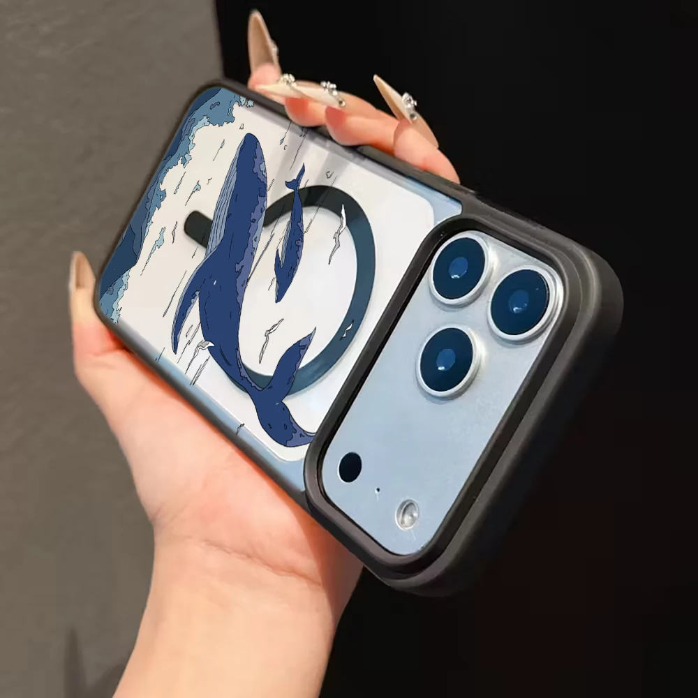 Ocean Whales Transparente Hülle für Magsafe iPhone 15 16 Pro Max 17 16 15 14 11 13 12 Pro Max Plus Hüllen Magnetisches Kabelloses Laden Coque – Detail 8