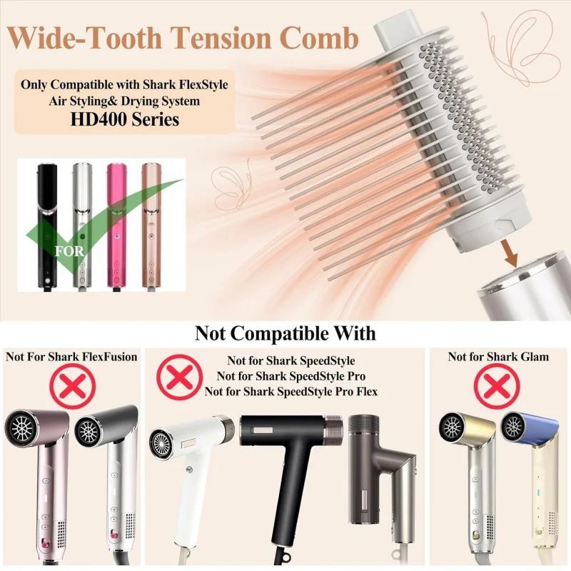 Wide Toothed Straightening Comb Attachment Rotating Cylindrical Head Precise Airflow Control Hair Dryer Accessory For Curly Wavy