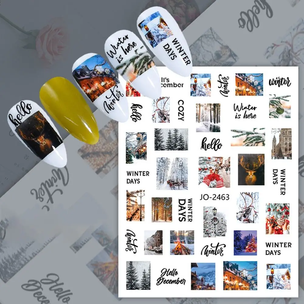 المهنية الكرتون عيد الميلاد مسمار الفن ملصق بسيط الشتاء مانيكير الشارات سانتا كلوز ثلج مسمار الفن ملحق النساء #3