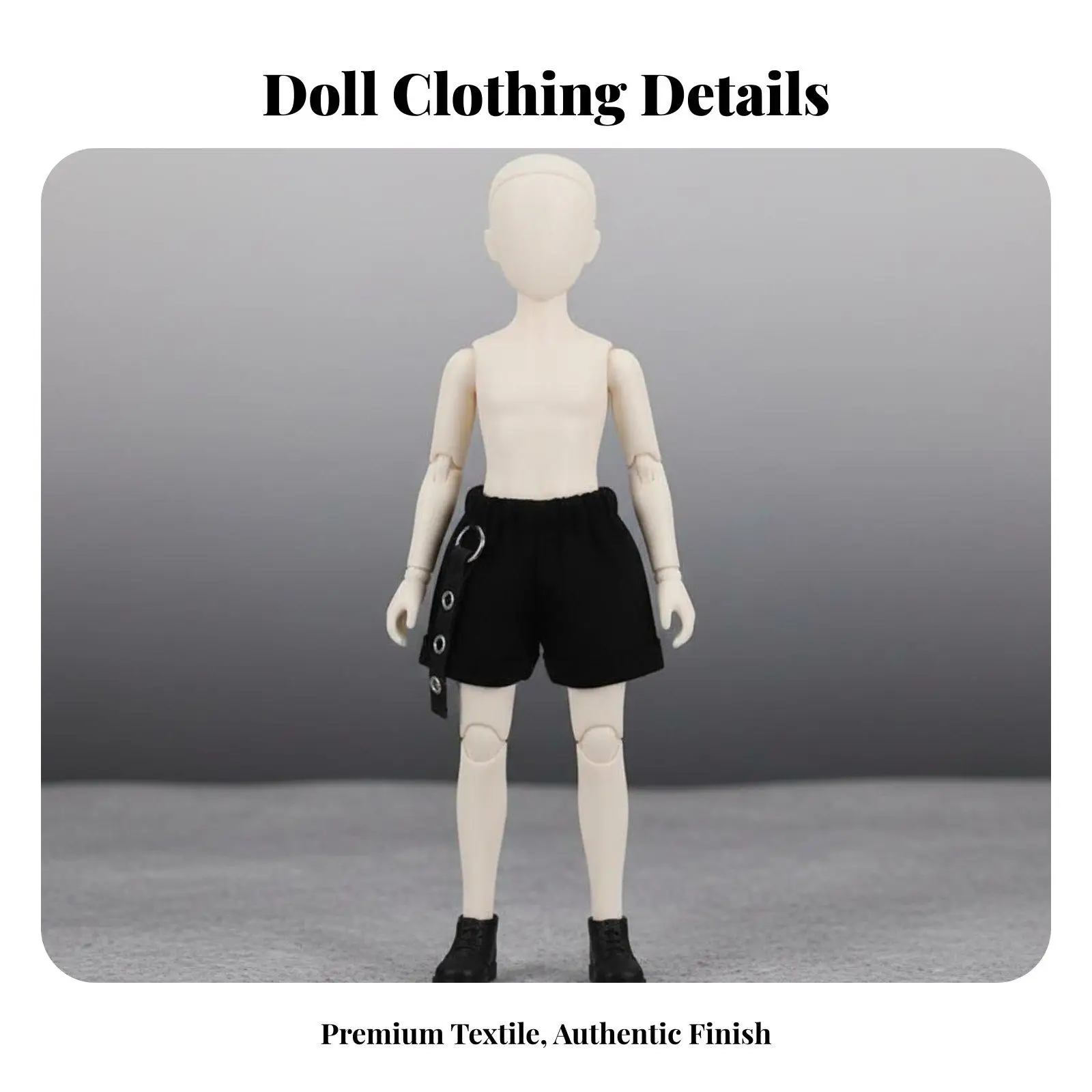 Miniature Children Shorts for 1/12 BJD Dolls Obitsu 11 Body Black Cargo Pants Doll Clothes for Display