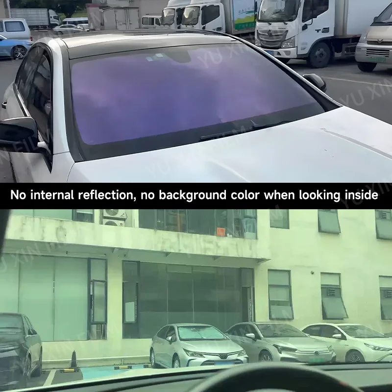 ฟิล์มเปลี่ยนสีโลหะ 3 ชั้น ยี่ห้อ Yuxin 72%VLT สีม่วง ป้องกันรังสียูวี 100% ฟิล์มติดกระจกรถยนต์แบบเปลี่ยนสี ฟิล์มติดกระจกรถยนต์แบบเปลี่ยนสี