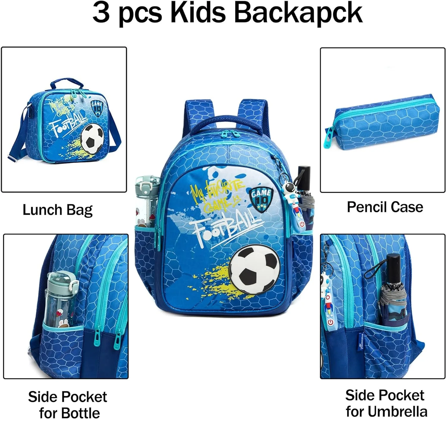 School Backpacks for Primary Children 3 in 1 School Bag Child with Lunch Bag Kids Book Bag for Boys Girls Kawaii Backpack