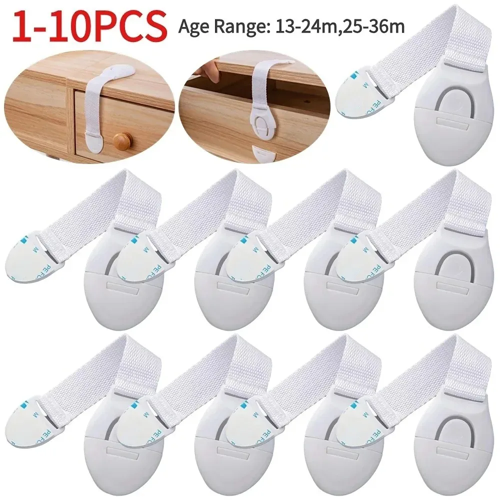 1-10pcs Kids Safety Cabinet Lock Baby Security Protector No Drilling Window Drawer Door Cabinet Lock Plastic Protection Locks