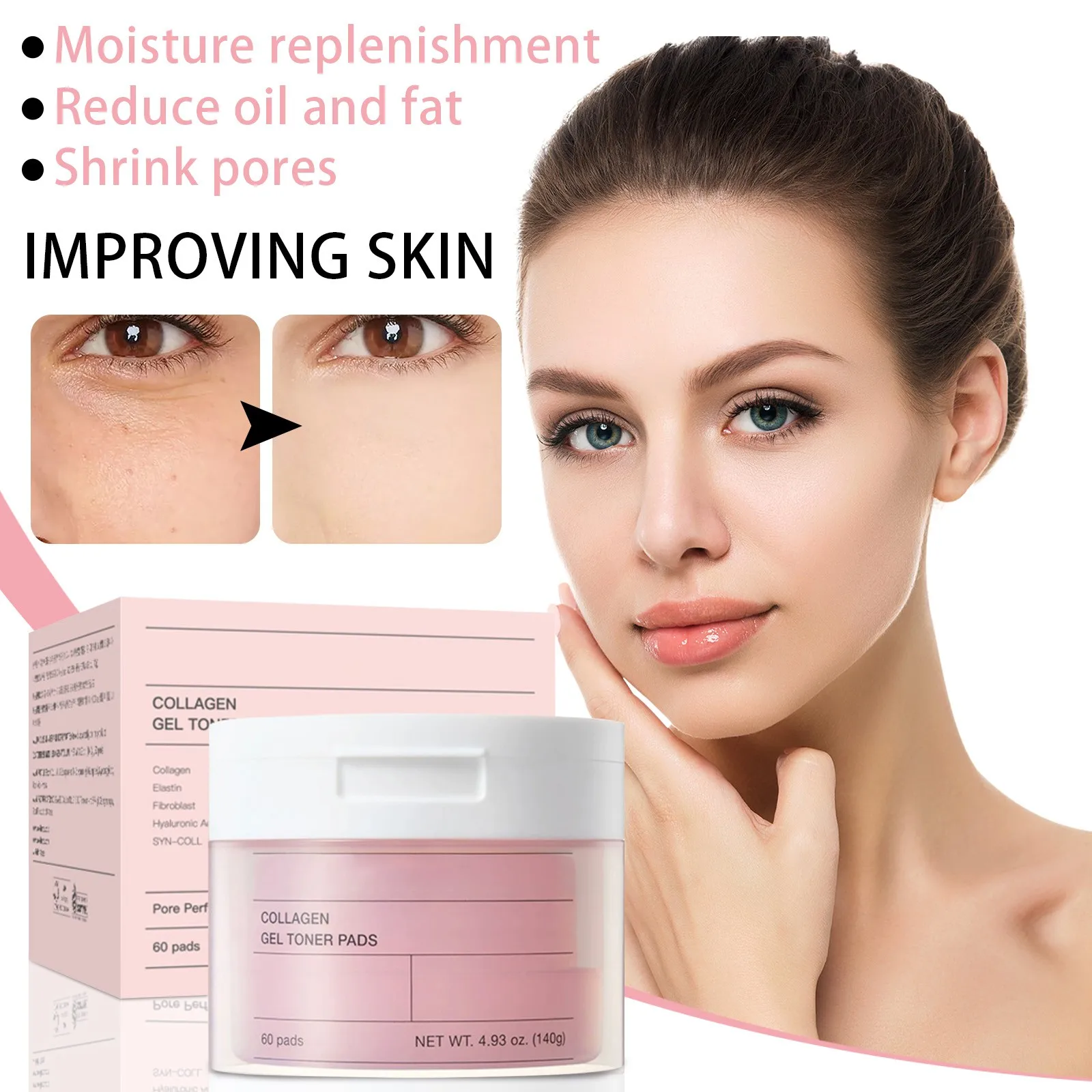 

Dual-Texture Facial Toning Pads Exfoliate To Minimize Pores Moisturizing Gel Toner 146ml