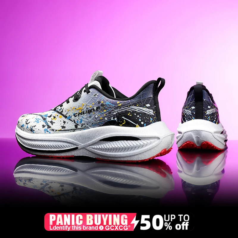 

Флуоресцентные кроссовки для бега, карбоновые марафонские мужские спортивные дышащие легкие женские удобные спортивные нескользящие кроссовки