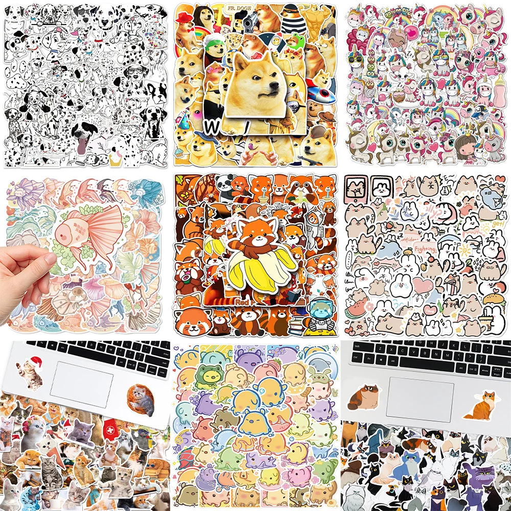 10/30/50PCS Cartoon Animal Stickers Series Creative Ornamental Fish Graffiti Luggage Laptop Helmet Notebook Decoration Wholesale