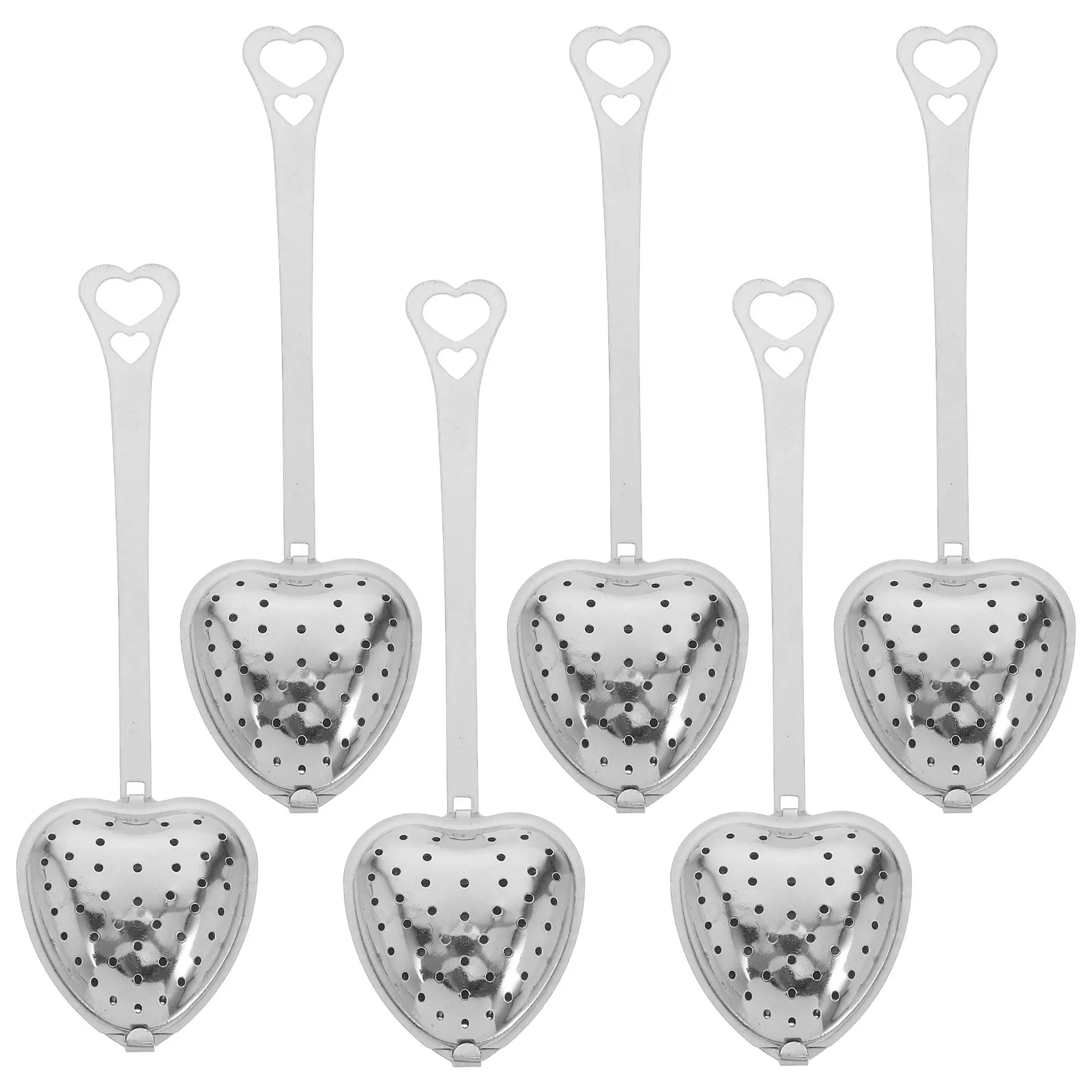 

6Pcs Fine Mesh Heart Shaped Tea Infuser Stainless Steel for Loose Leaf with Handle Reliable Brewing Household Accessory