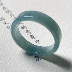 Natural Jade Ring Men Women Healing Gemstone Fine Jewelry Genuine Myanmar Jadeite High Ice Grade A Burma Blue Water Jade Rings