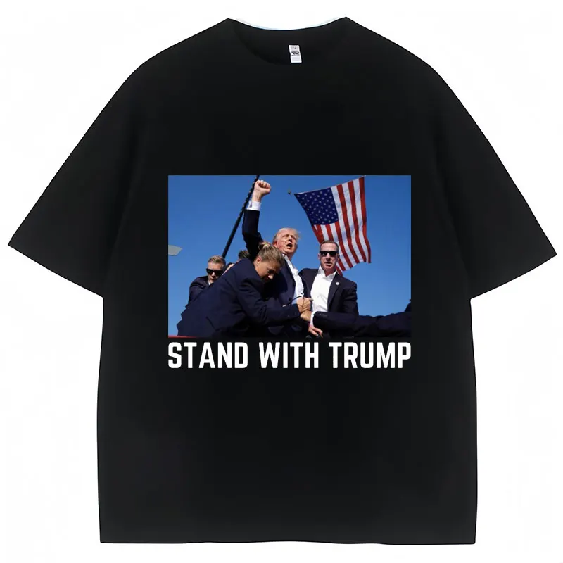 Funny Stand with Trump Graphic T Shirts Donald Trump Supporter Fashion Men Women T-shirt Oversized 100% Cotton Casual Tee Shirt