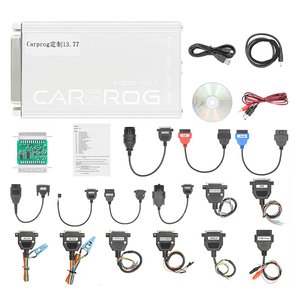 2024 Carprog 13.77 Full Set With 21 Adapters Car Prog Free Keygen Airbag/Radio/IMMO/Dash/ECU Repair Tool Online Programmer Cable