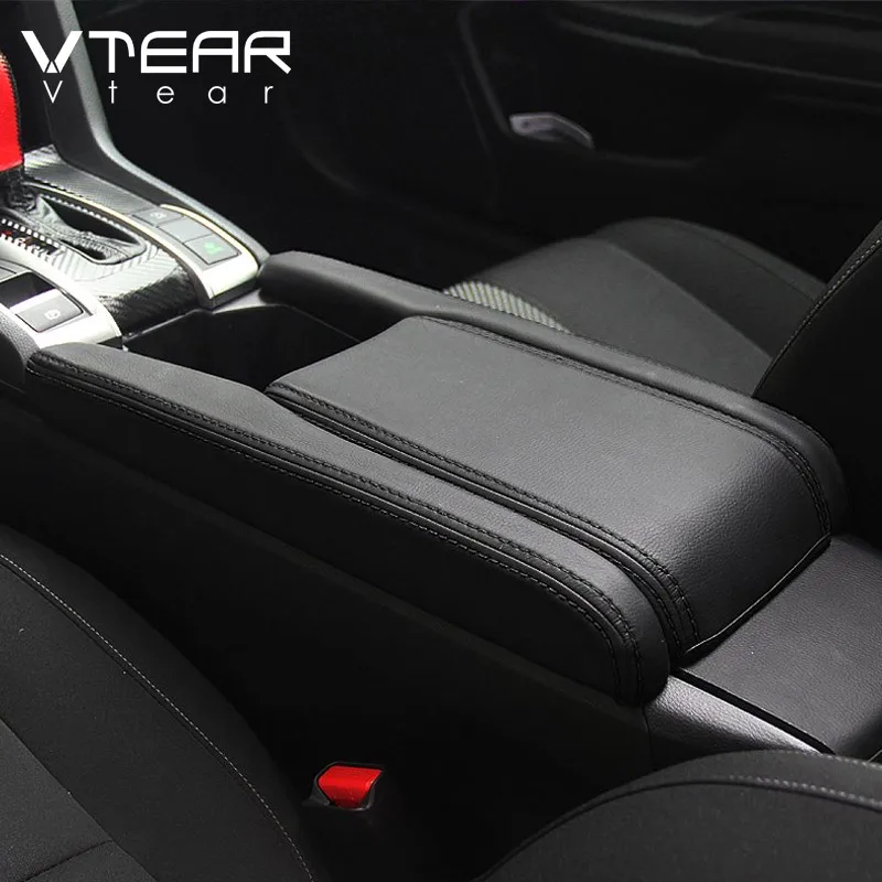 Vtear Car Armrest Cover Center Console Arm Rest Leather Anti-scratch Mat Protection Pad Accessory For Honda Civic 10th 2016-2021