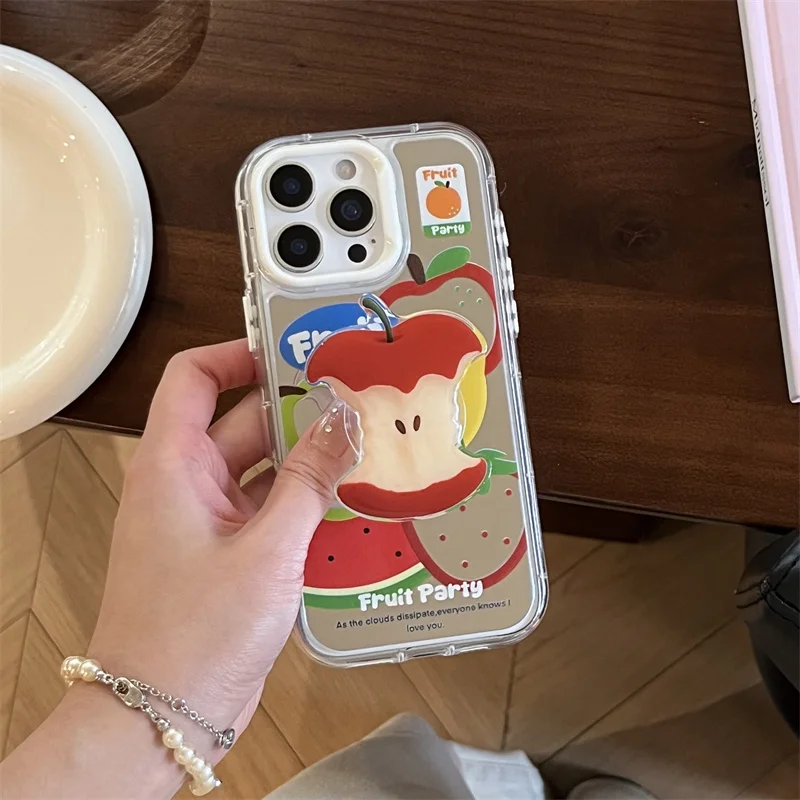 Urocze letnie etui na telefon z motywem gruszki, arbuzu i owoców, podpórka do iPhone'a 17 Pro, Samsunga, kawaii składany uchwyt, kieszonka na telefon.