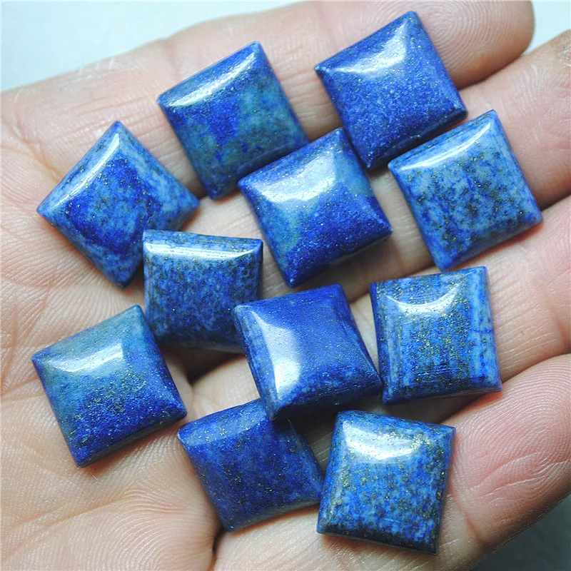 10PCS 14X14MM Square Shape Nature Lapis Lazuli Stone Cabochons For DIY Jewelry Designs And Accessories Hot Selling