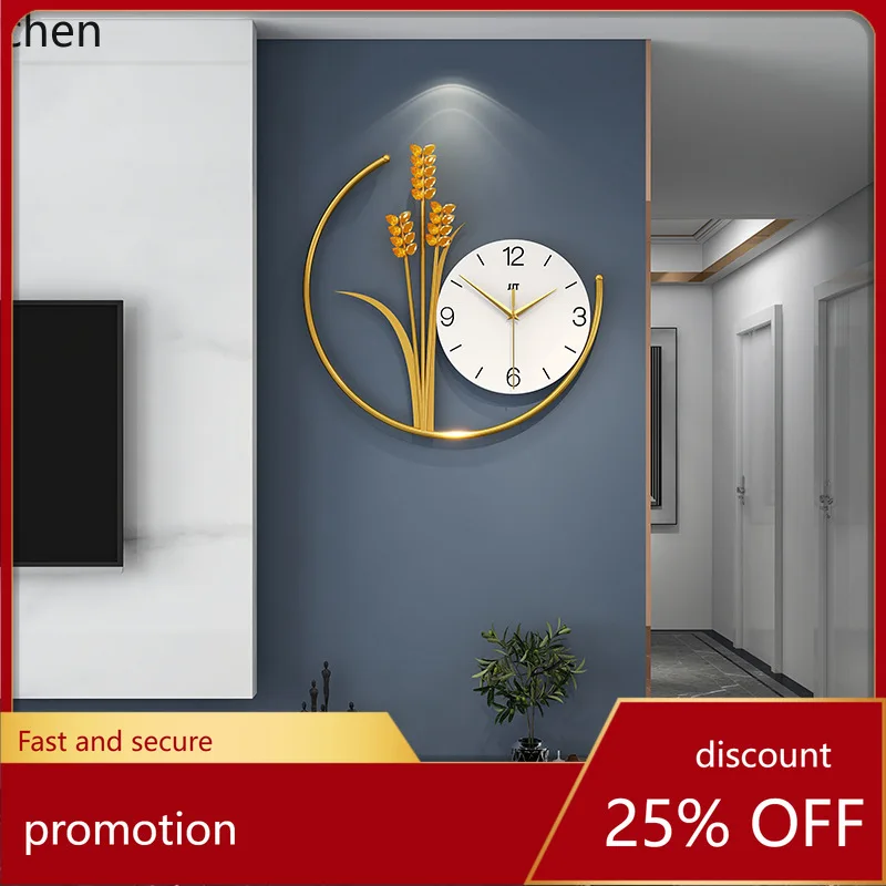 

ZML wall clock for living room, simple and stylish home clock with wheat silent and high-end feel for dining room wall hanging