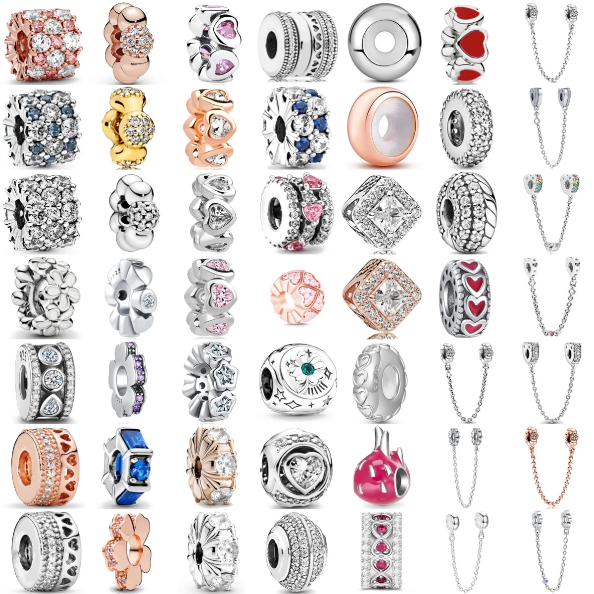 

Fashion 925 Silver Dragon Fruit Flower Charms Beads Safety Chain Fit Original Bracelet Trinkets Accessories