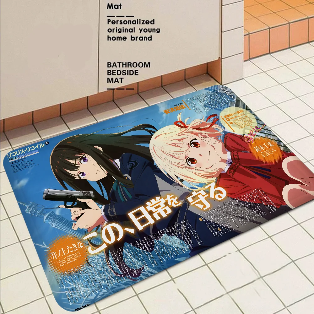 Lycoris Recoil Anime Floor Mat Rectangle Anti-slip Home Soft Badmat Front Door Indoor Outdoor Mat Welcome Doormat