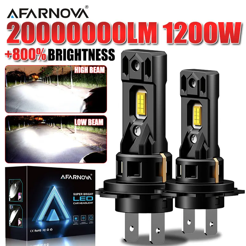 

H7 H4 LED Headlights Canbus No Error Headlight Bulbs with Fan 1200W High Power H7 LED Car Head Light Lamp CSP Chip 2000000LM