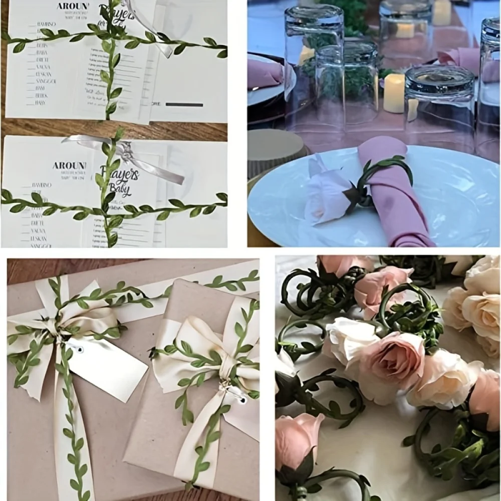10/50 Meter künstliche Ranken Blätter Schnurbesatzband für Dusche, Party, Hochzeit, Box, Dekoration, Zuhause, Kränze und DIY-Handwerk – Detail 7