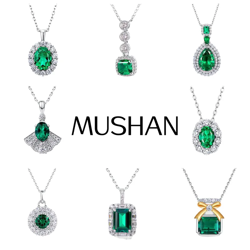 

MuShan Jewelry 925 Sterling Silver Necklace Lab Grown Ruby Cushion Evening Wear for Women 18K Gold Plated Anniversary Necklace