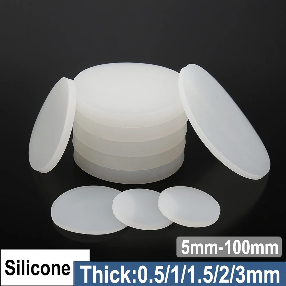 

5mm-100mm Silicone Solid Round Gasket Pad - Shockproof Non-Slip Heat Resistant Waterproof Seal for Vibration Damping