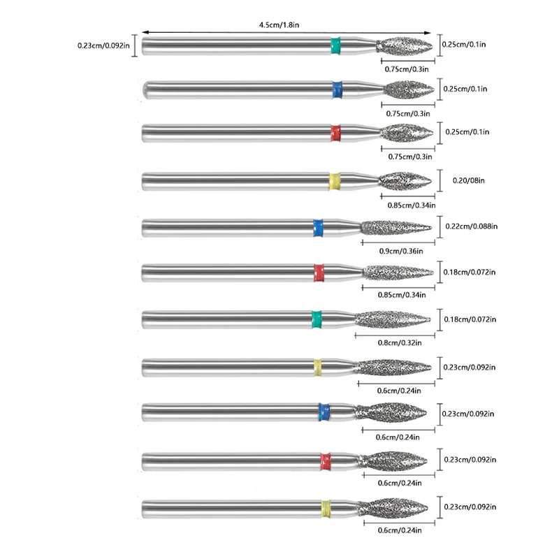11 pçs diamante prego brocas fresa para manicure esquerda direita rotativa cutícula arquivos buffer diy unhas acessórios ferramentas