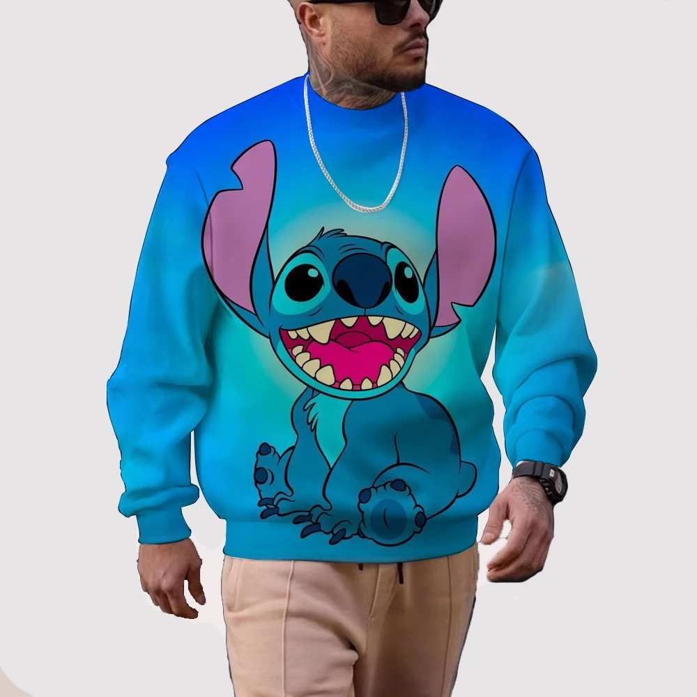 Cartoon Anime Men Hoodie Stitch Ohana Casual Cool Women Oversized Sweatshirt Spring Autumn Children Clothing Coat