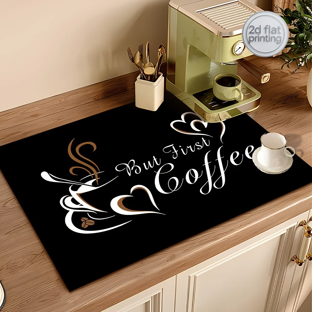 1 unidade, Tapete para Secar Louça, Estilo Clássico Minimalista com Estampa em Inglês 