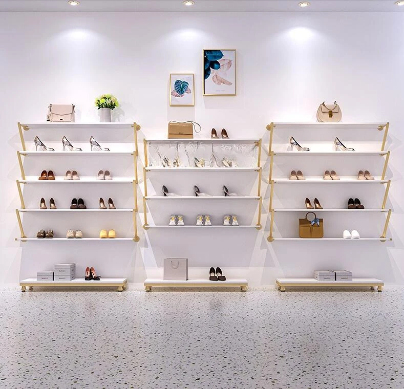 Nordic Shoe Rack Display Rack Shop Multi-layer Creative Shoe Store Display Rack Clothing Store Wall-hung Golden Bag Shelf