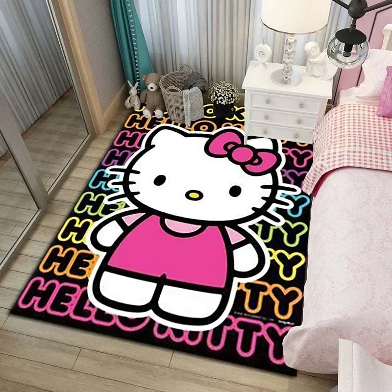 Cartoon Hello Kitty Pattern Area Rug,Carpet Rug for Living Room Bedroom Sofa Doormat Decoration,Child Play Non-slip Floor Mat